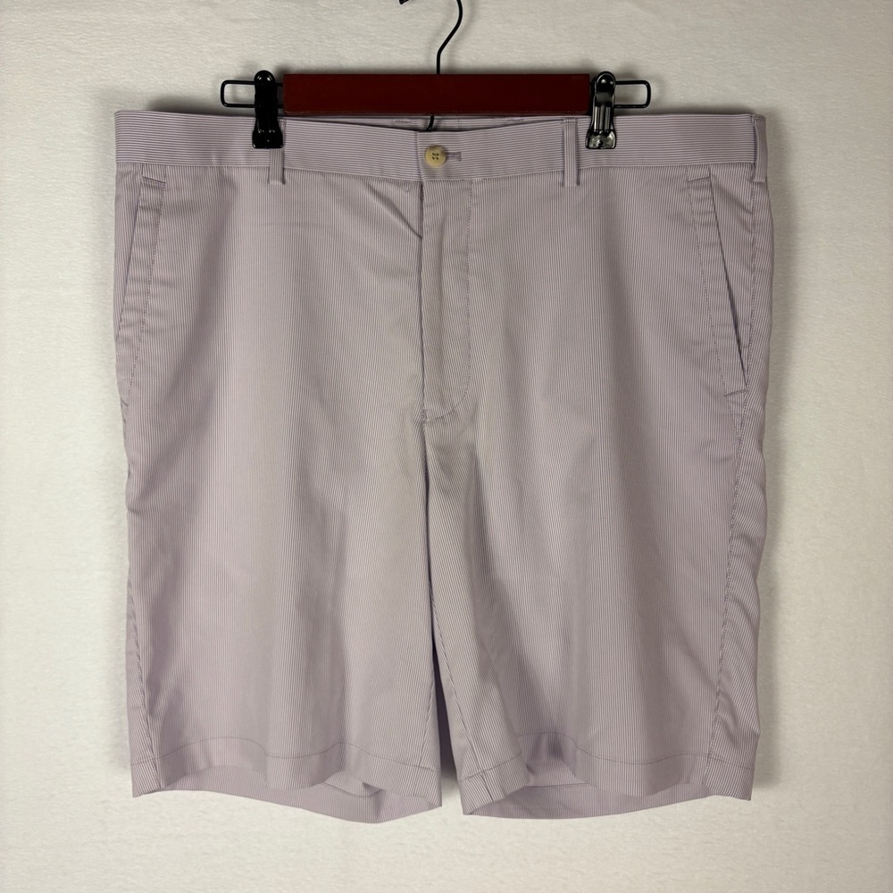 Peter Millar Crown Sport Purple Stripe Flat Front Shorts